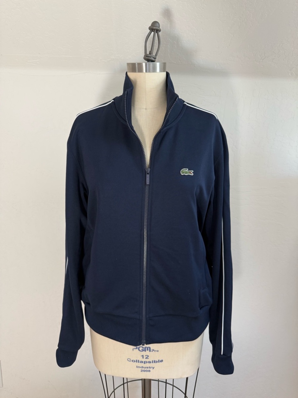 Lacoste Navy Track Jacket with White Piping Large